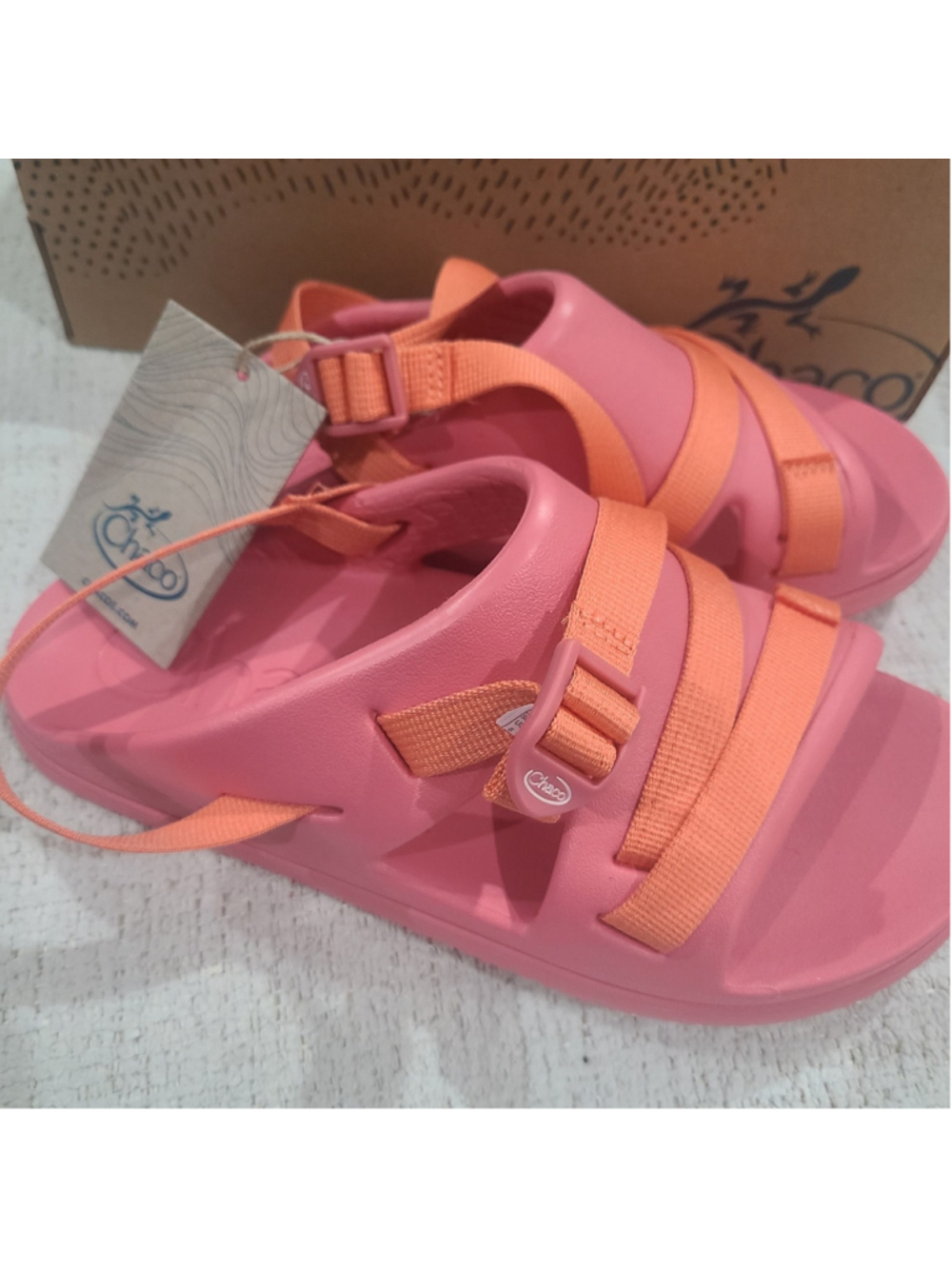 NEW Chaco Sandals Kids Girls Size 6 Women 7 Pink Strap Chillos Sport Rose Slides - Picture 2 of 10